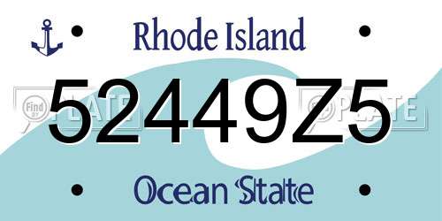 52449Z5 Rhode Island License Plate