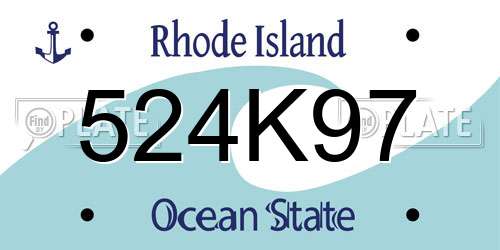 524K97 Rhode Island License Plate
