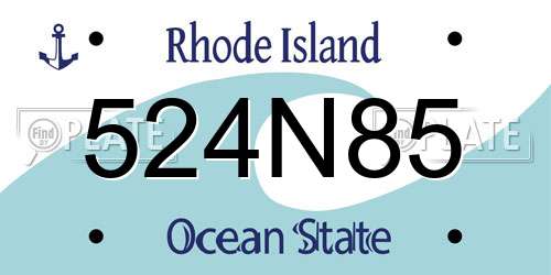 524N85 Rhode Island License Plate