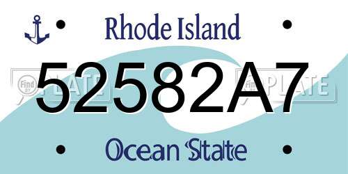 52582A7 Rhode Island License Plate