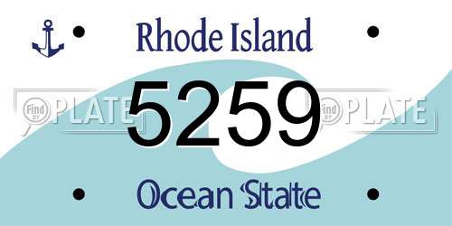5259 Rhode Island License Plate