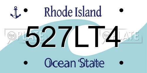 527LT4 Rhode Island License Plate