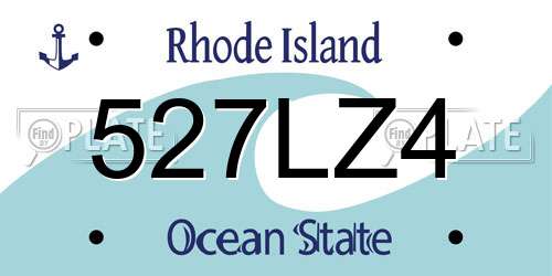 527LZ4 Rhode Island License Plate