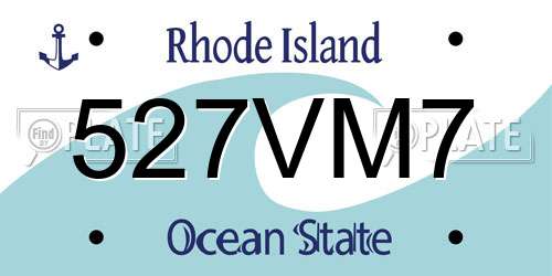 527VM7 Rhode Island License Plate