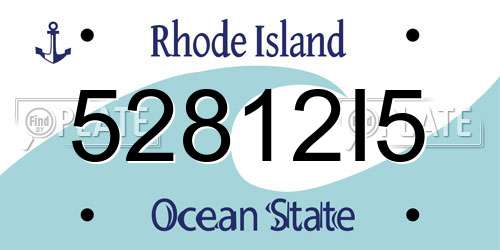 52812I5 Rhode Island License Plate