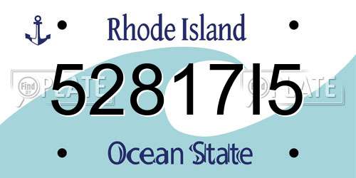 52817I5 Rhode Island License Plate
