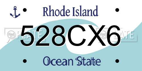 528CX6 Rhode Island License Plate