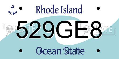 529GE8 Rhode Island License Plate