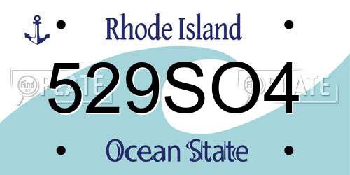 529SO4 Rhode Island License Plate
