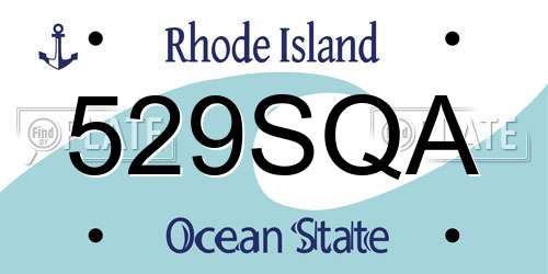 529SQA Rhode Island License Plate