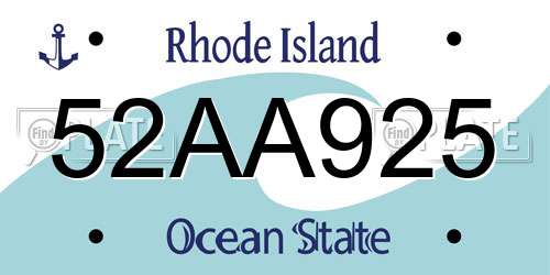 52AA925 Rhode Island License Plate