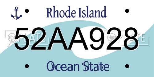 52AA928 Rhode Island License Plate
