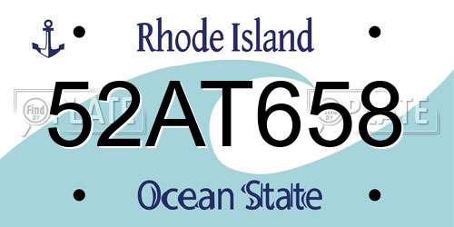 52AT658 Rhode Island License Plate