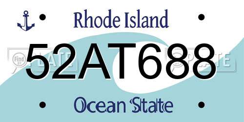 52AT688 Rhode Island License Plate