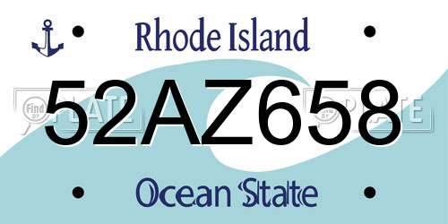 52AZ658 Rhode Island License Plate
