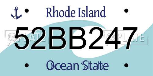 52BB247 Rhode Island License Plate