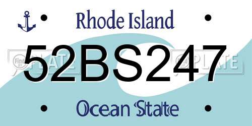52BS247 Rhode Island License Plate