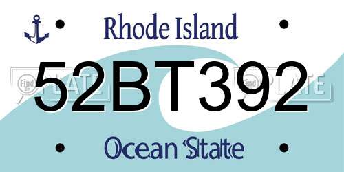 52BT392 Rhode Island License Plate