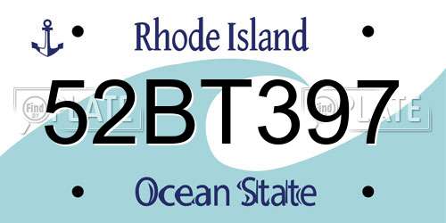 52BT397 Rhode Island License Plate