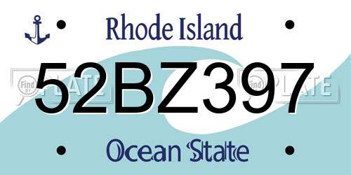 52BZ397 Rhode Island License Plate