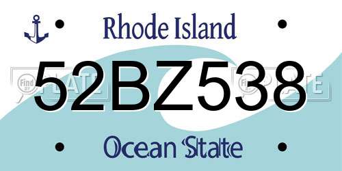52BZ538 Rhode Island License Plate
