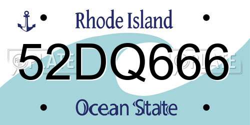 52DQ666 Rhode Island License Plate