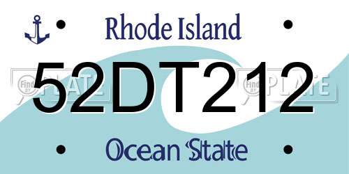 52DT212 Rhode Island License Plate