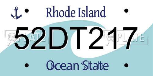 52DT217 Rhode Island License Plate