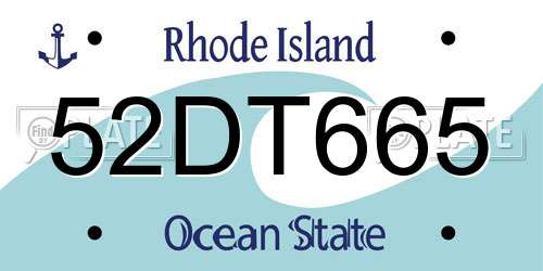 52DT665 Rhode Island License Plate