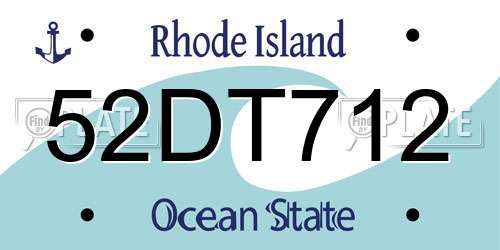 52DT712 Rhode Island License Plate