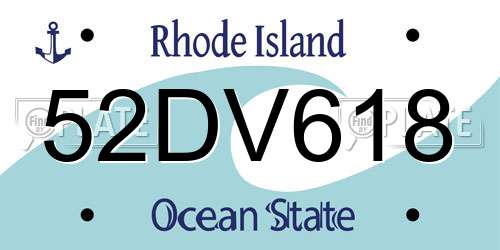 52DV618 Rhode Island License Plate
