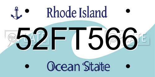 52FT566 Rhode Island License Plate