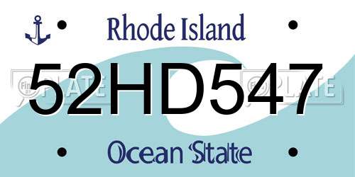 52HD547 Rhode Island License Plate