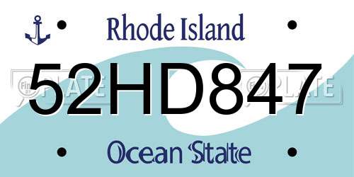 52HD847 Rhode Island License Plate