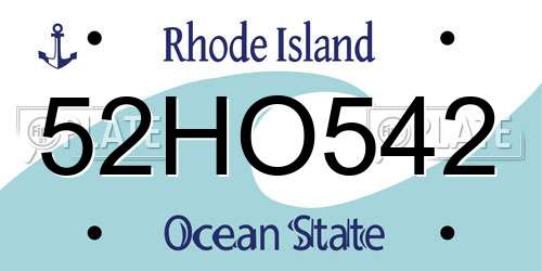 52HO542 Rhode Island License Plate