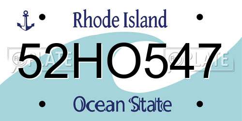 52HO547 Rhode Island License Plate