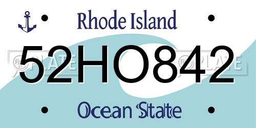 52HO842 Rhode Island License Plate