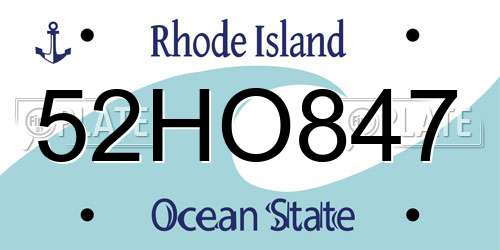 52HO847 Rhode Island License Plate