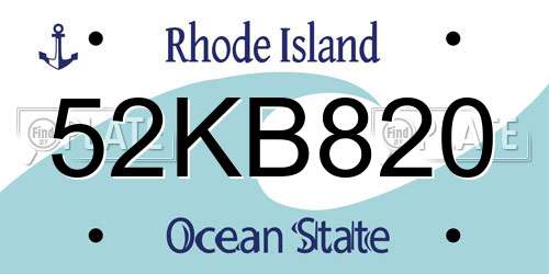 52KB820 Rhode Island License Plate