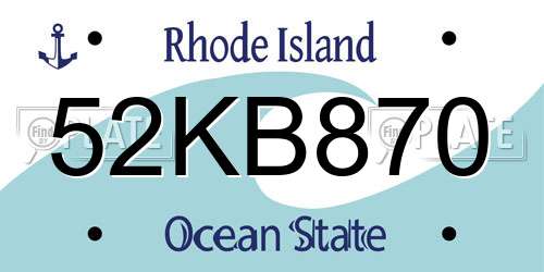 52KB870 Rhode Island License Plate