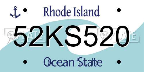52KS520 Rhode Island License Plate