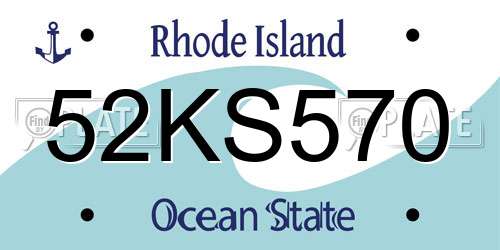 52KS570 Rhode Island License Plate