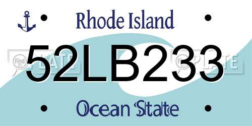 52LB233 Rhode Island License Plate