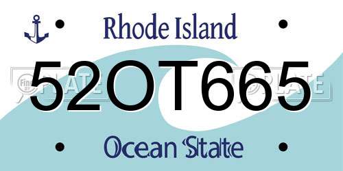 52OT665 Rhode Island License Plate