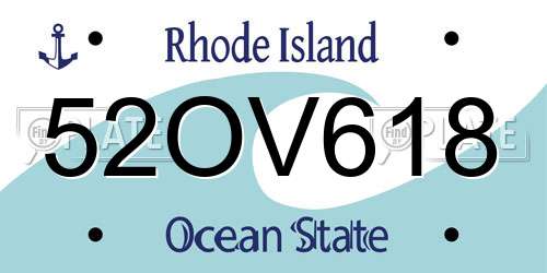 52OV618 Rhode Island License Plate