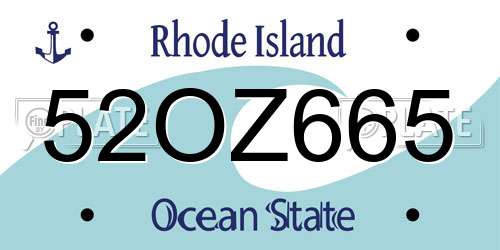 52OZ665 Rhode Island License Plate