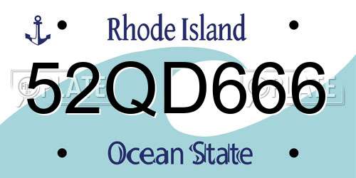 52QD666 Rhode Island License Plate