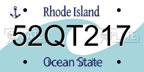 52QT217 Rhode Island License Plate