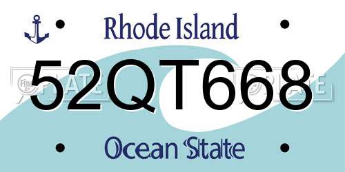 52QT668 Rhode Island License Plate