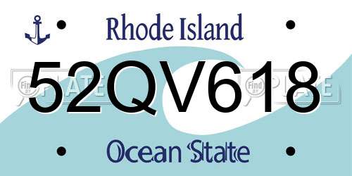 52QV618 Rhode Island License Plate